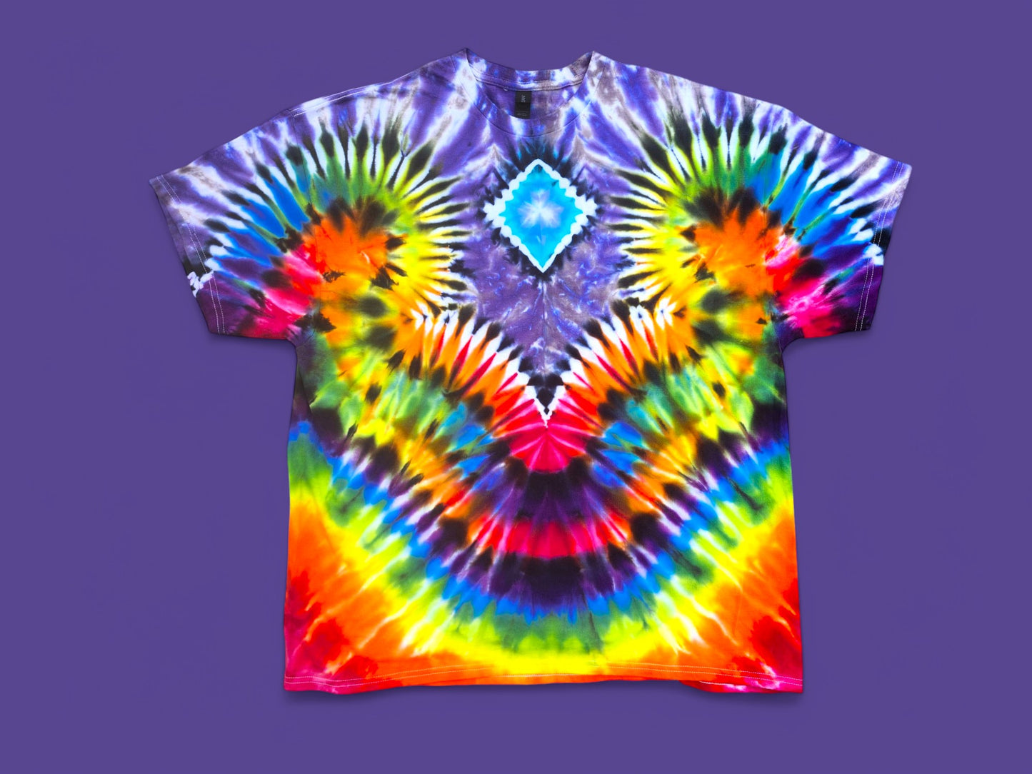 Colorful Diamond Tie‑Dye T‑Shirt — Prism Mosaic Swirl (Adult Unisex Sizes)