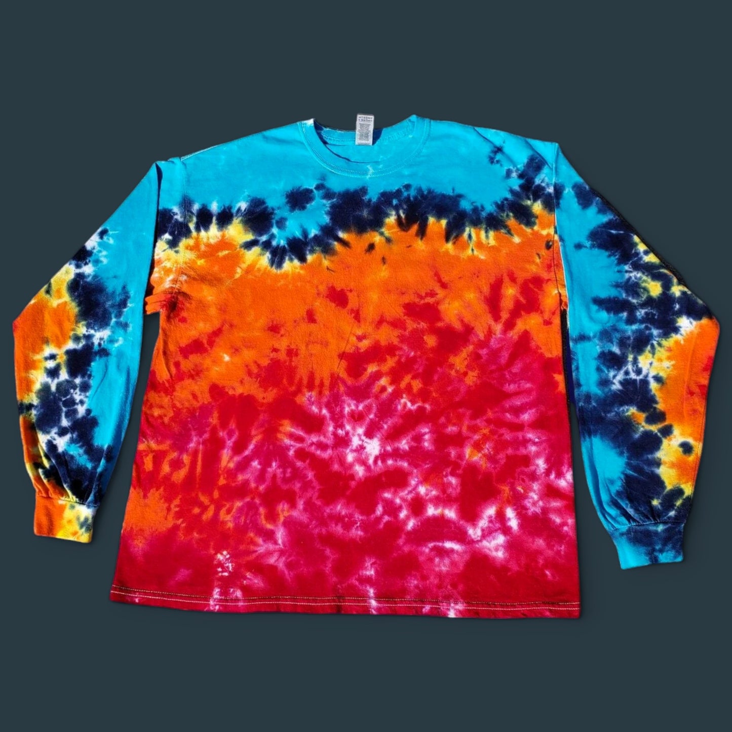 Colorful Sunset Scrunch Tie Dye LONG SLEEVE Shirt ADULT Sizes