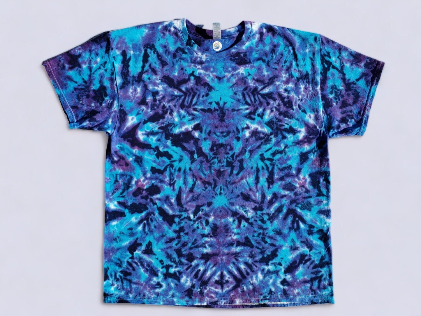 Midnight Tropical Sea Handmade Tie‑Dye Shirt — Turquoise, Blue & Violet Swirl (Unisex Adult Sizes) | Gift for Her/His, Concert/Vacation Wear