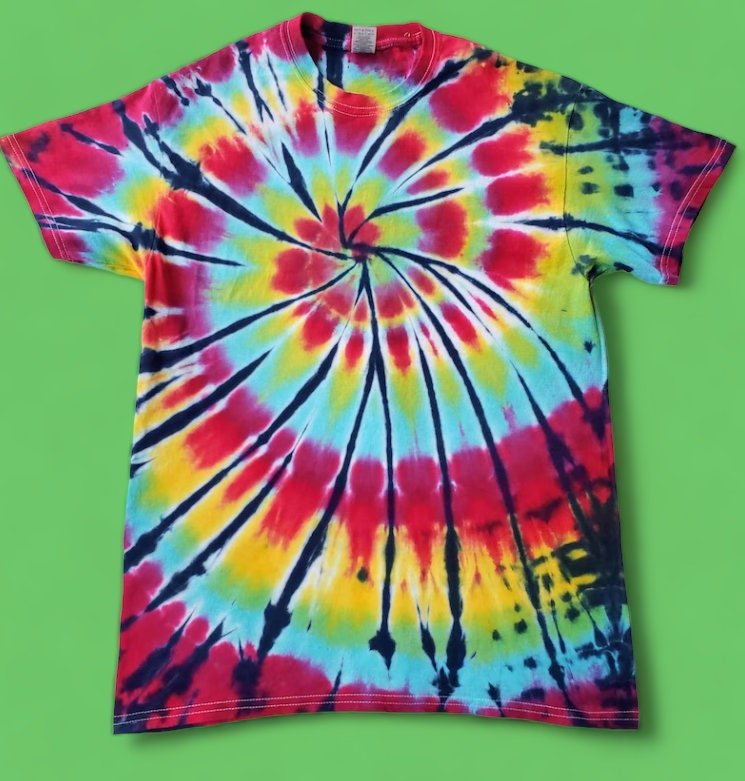 Psychedelic Rainbow Spiral Tie Dye Shirt – Handmade Adult Unisex Tee – Festival Fashion – Boho Vibes – Sizes S–4X