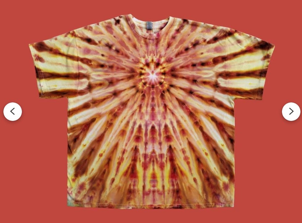 Rusty Sunset Tie Dye Tee – Handmade Ice Dyed Shirt (Adult 2X) – Beachy Boho Vibes
