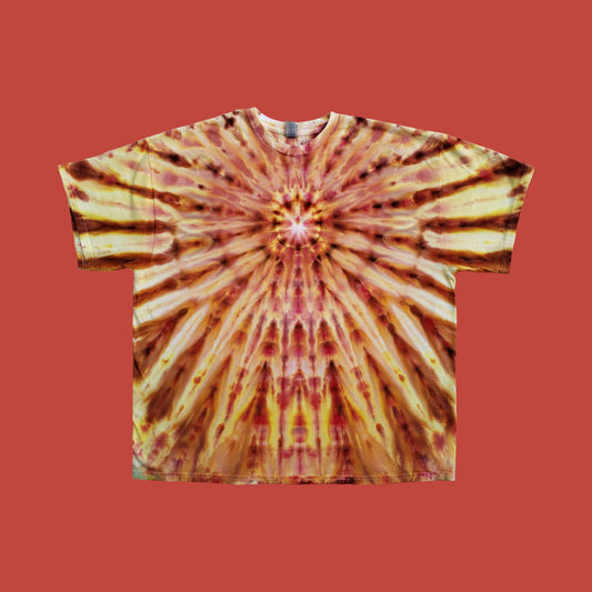 Radiant Sunburst Rust Orange Tie Dye T-Shirt - ADULT 2X