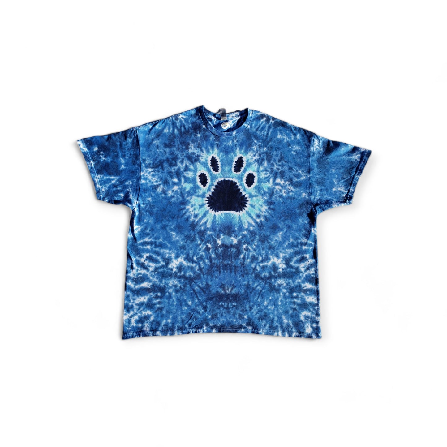 Handmade Blue Tie Dye Paw Print Tee