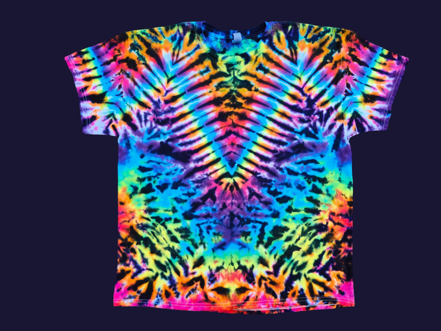 Tie Dye T-shirt in The Prisim. Bright Psychedelic Colors, Handmade and makes a great gift idea for her / him.  Festival Wear.