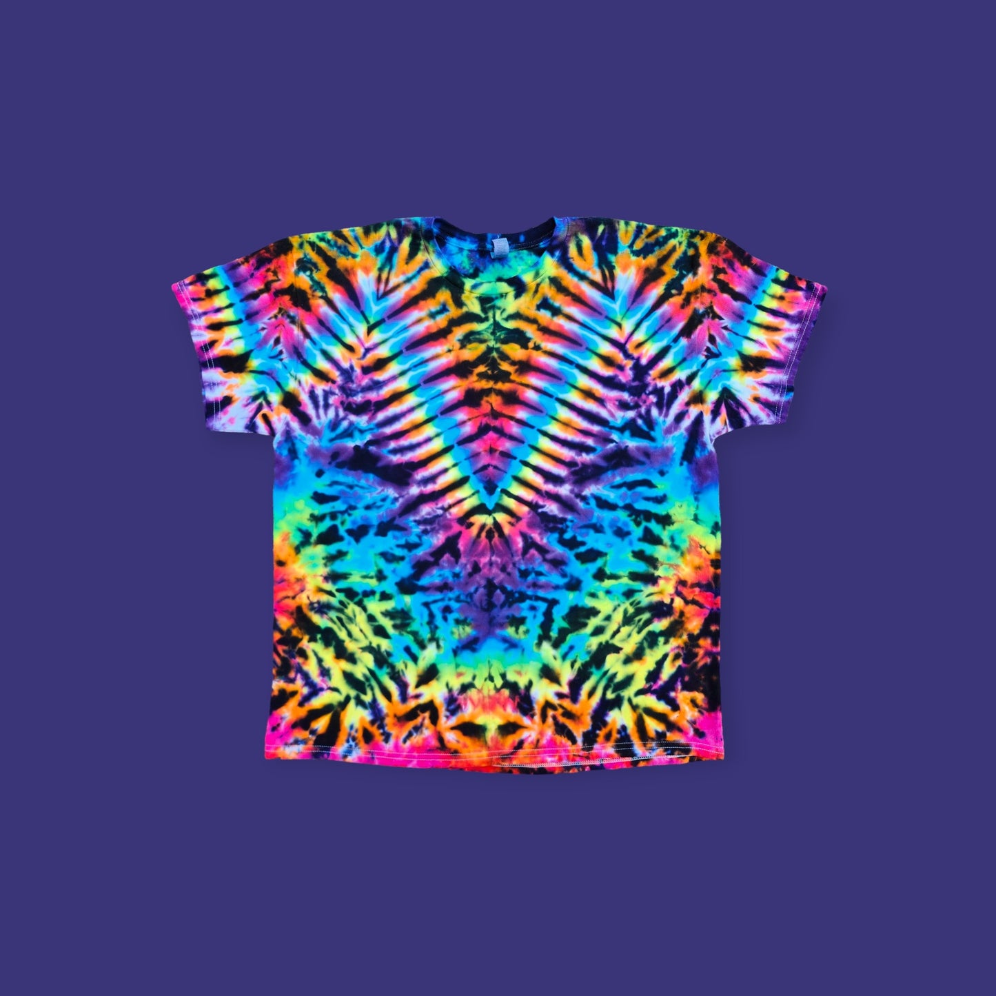 Tie Dye T-shirt in The Prisim. Bright Psychedelic Colors, Handmade and makes a great gift idea for her / him.  Festival Wear.