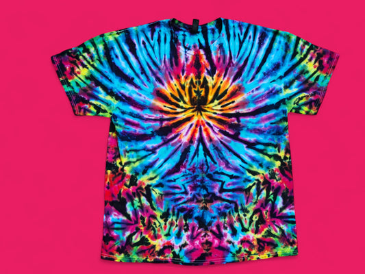 Psychedelic Tie Dye Color Burst T Shirt, ADULT XL. Funky and cool for the Holiday Season, Great Gift Idea, Stocking Stuffer.