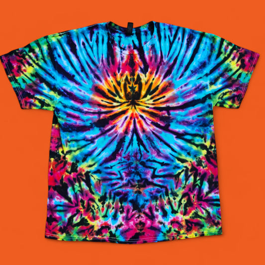 Psychedelic Tie Dye Color Burst T Shirt, ADULT XL.