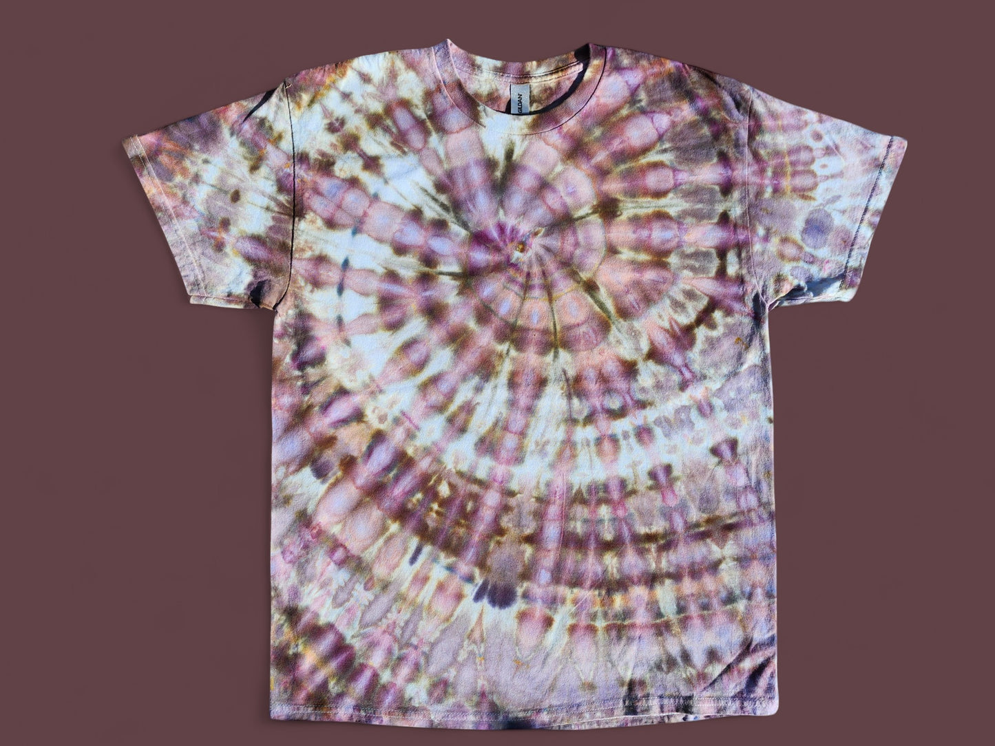 Handmade Tie Dye T-shirt in Dusty Rose and Mauve Shades. ADULT LARGE