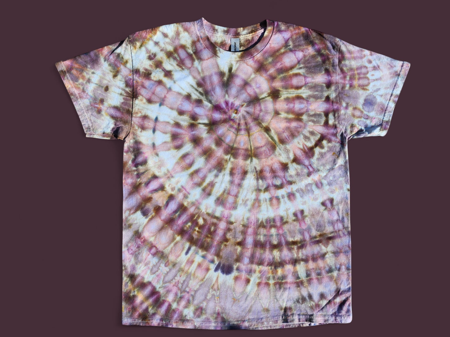 Handmade Tie Dye T-shirt in Dusty Rose and Mauve Shades. ADULT LARGE