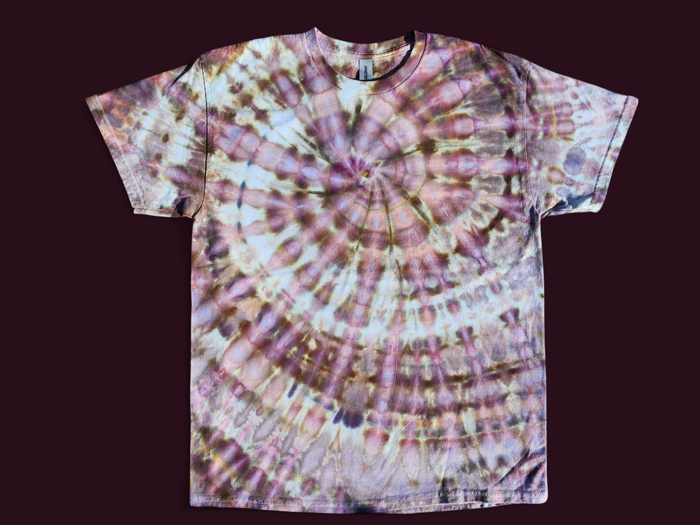 Handmade Tie Dye T-shirt in Dusty Rose and Mauve Shades. ADULT LARGE