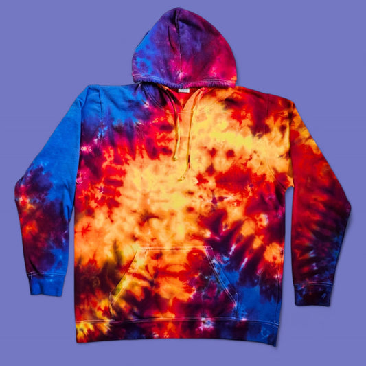 Tie Dye Hoodie in Fire and Ice Psychedelic Colors. Size ADULT XL.