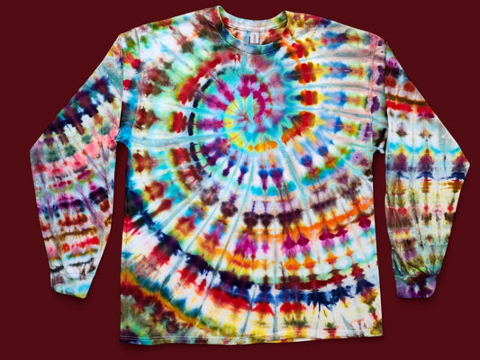 Wild Colors Ice Tie Dye Spiral LONG SLEEVE Shirt, Adult Sizes