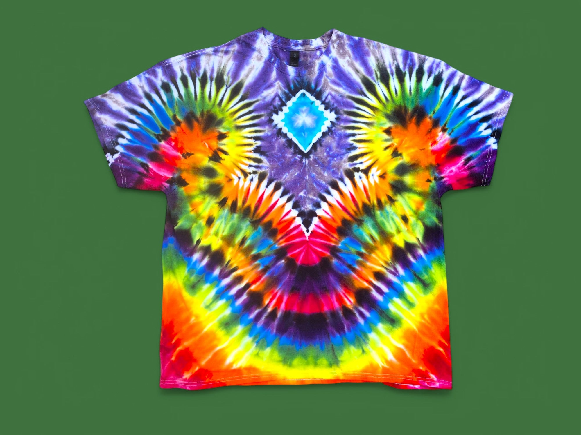 Colorful Diamond Tie‑Dye T‑Shirt — Prism Mosaic Swirl (Adult Sizes