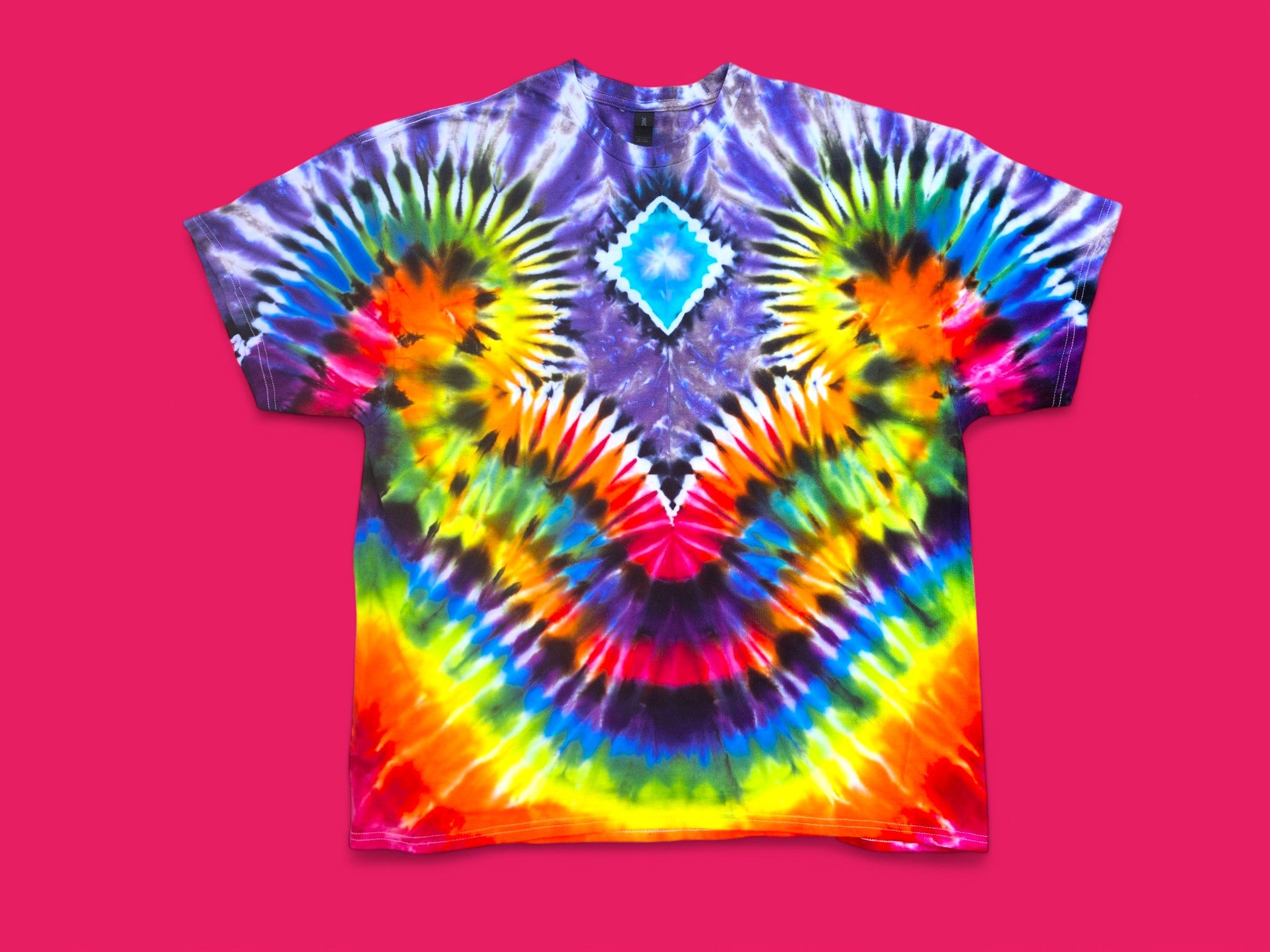 Colorful Diamond Tie‑Dye T‑Shirt — Prism Mosaic Swirl (Adult Sizes