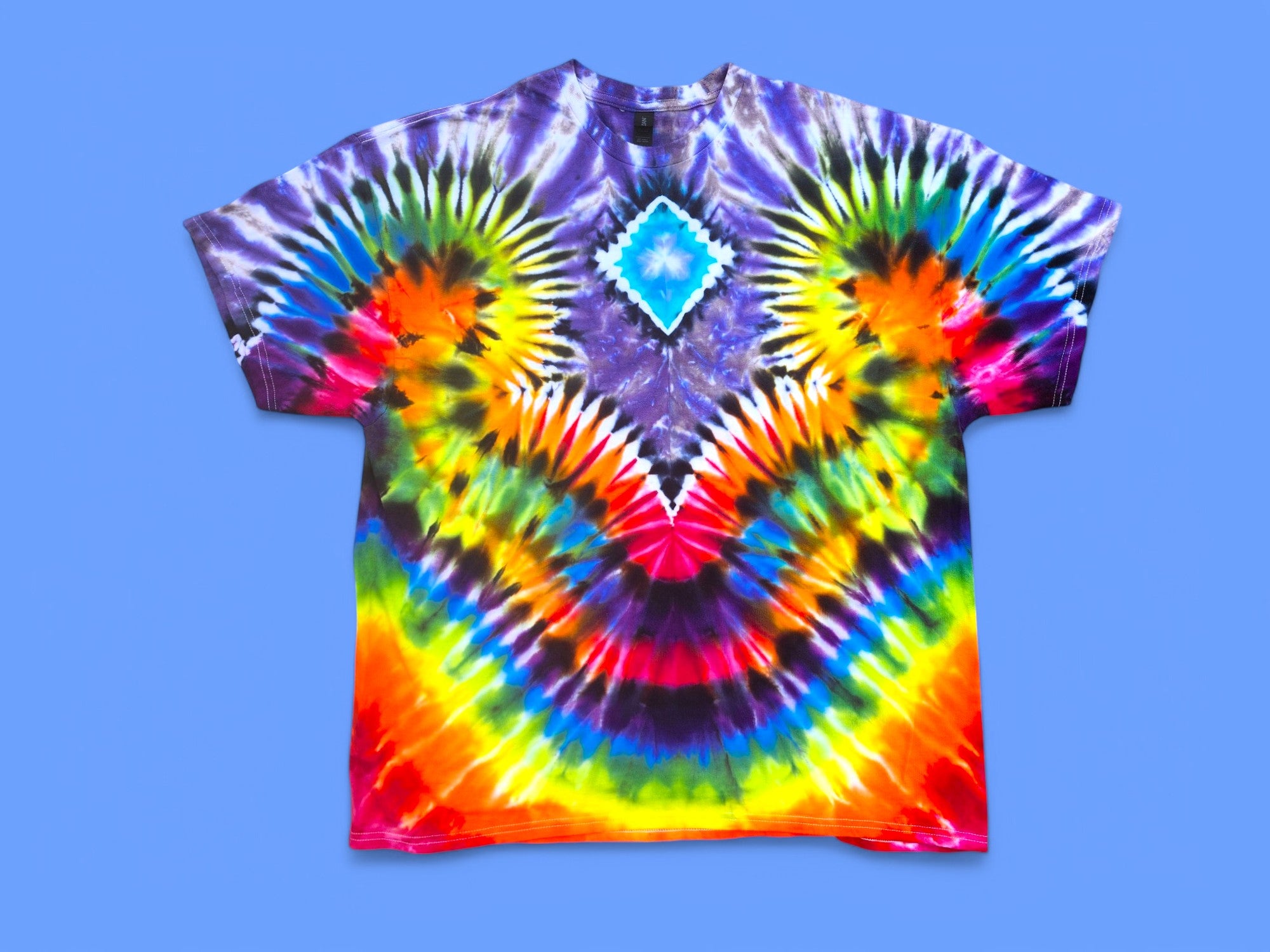 Colorful Diamond Tie‑Dye T‑Shirt — Prism Mosaic Swirl (Adult Sizes