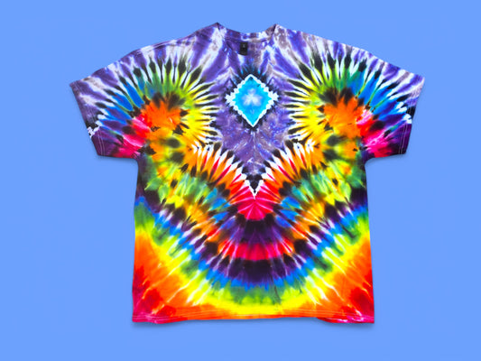 Tie Dye Colorful Diamond T-Shirt. ADULT 2X