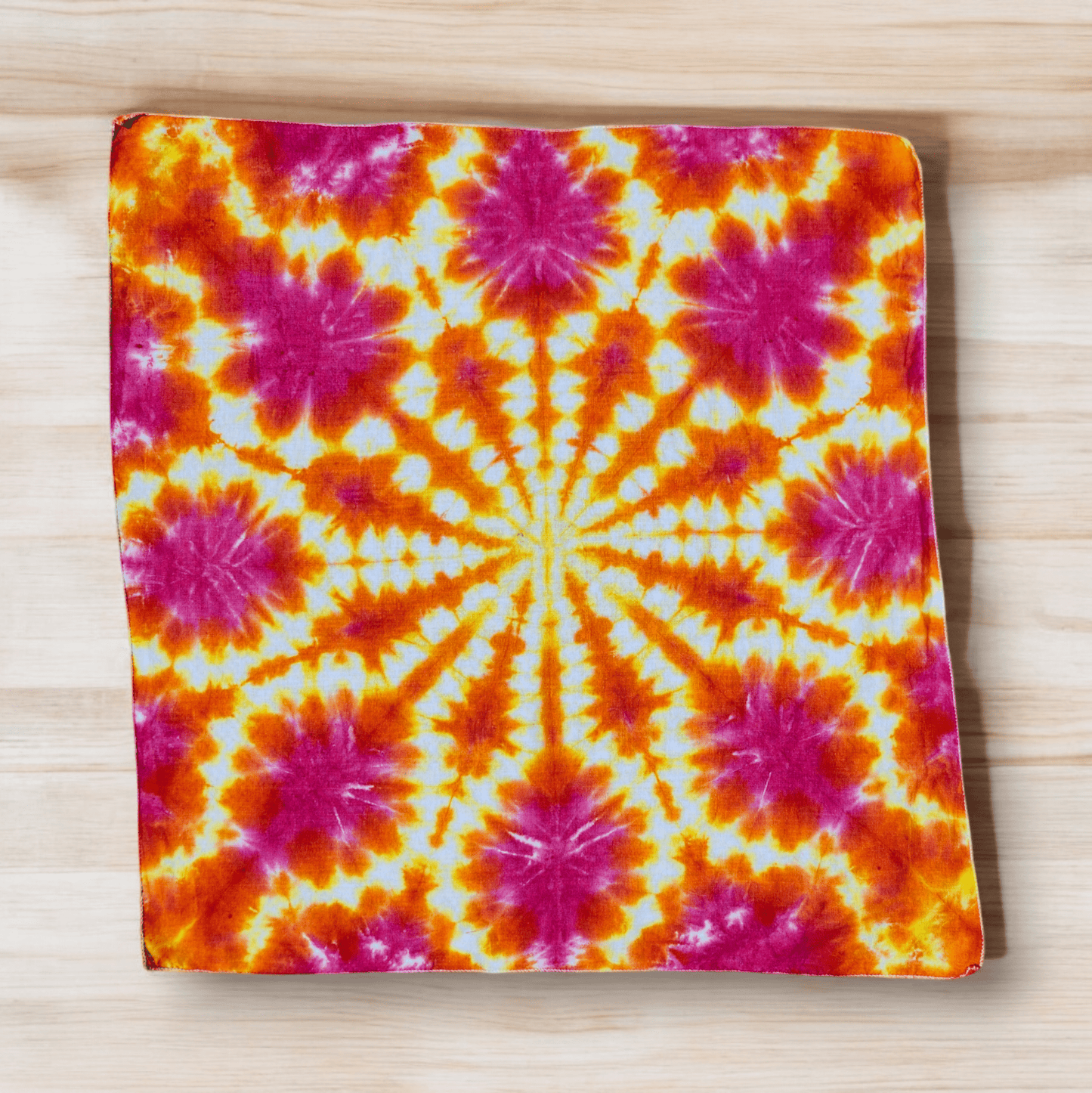 Pair of Tie Dye Bandanas / Handkerchiefs in The Shining Sun Design.  A great Stocking Stuffer For The Upcoming Holiday Season