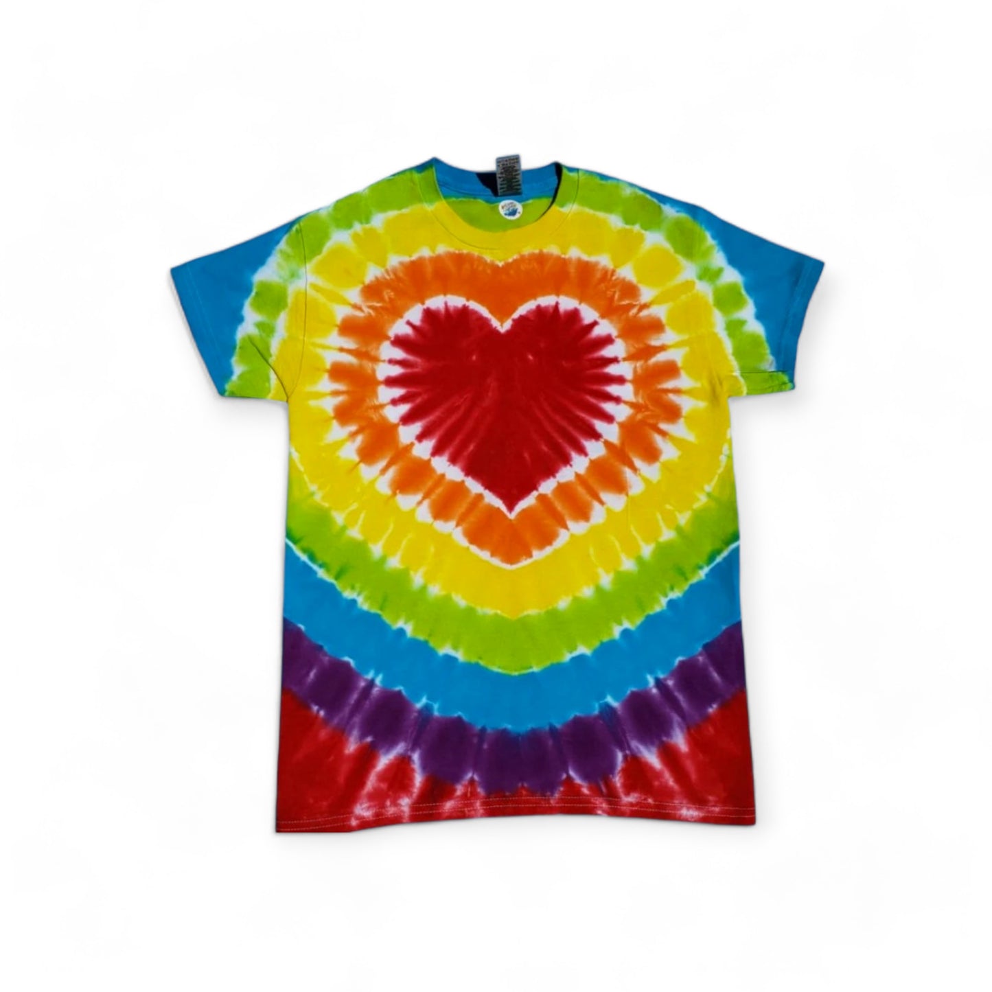 Tie Dye Bright Rainbow Heart Tee Shirt