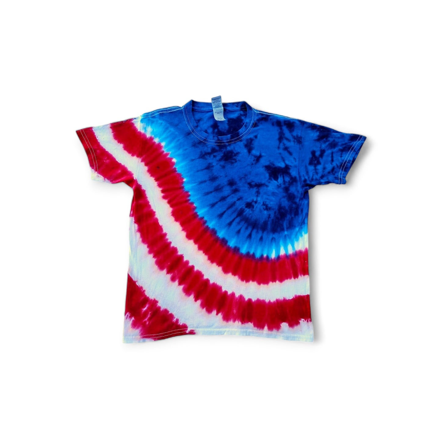 Red, White, and Blue Flag Waving Tie Dye Shirt