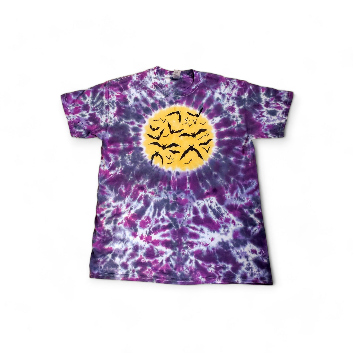 Handmade Spooky Groovy Halloween Moon Bat Tie Dye Shirt