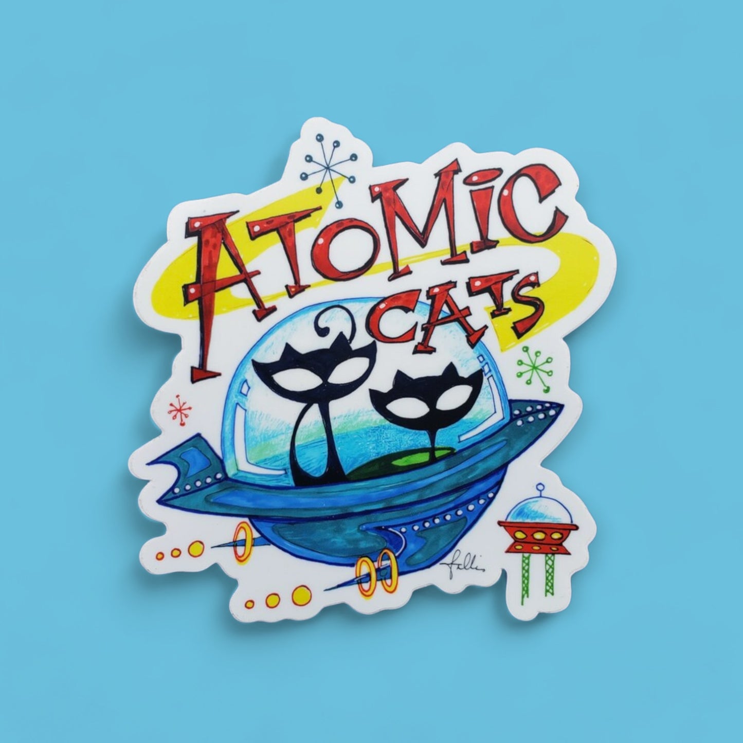 Atomic Cat Logo Sticker!   Sticker Size: 3.73″ × 4″