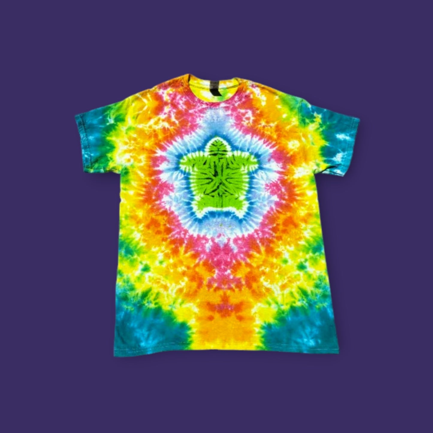 Green Sea Turtle on a Rainbow Sea Tie Dye Shirt