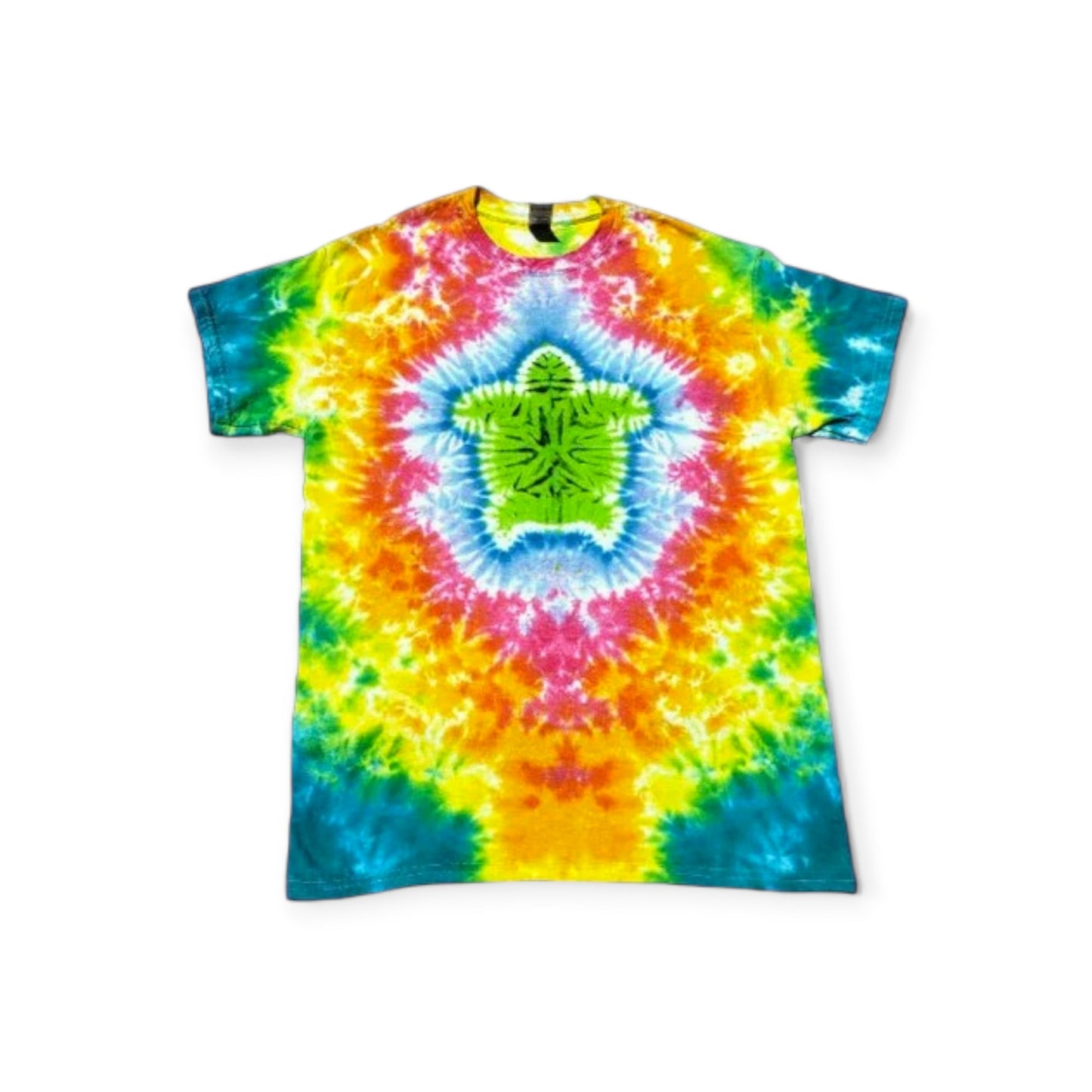 Green Sea Turtle on a Rainbow Sea Tie Dye Shirt