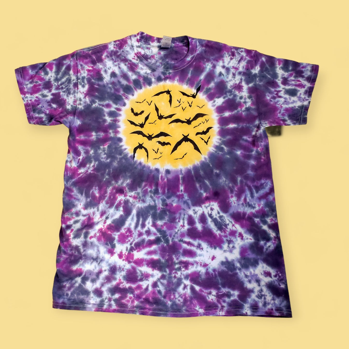 Handmade Spooky Groovy Halloween Moon Bat Tie Dye Shirt