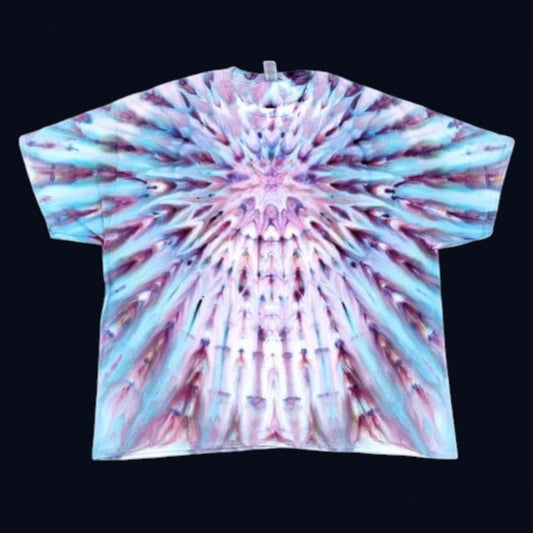 Ice Tie Dye Shirt in Strawberry Skies, Turquoise, Pinks, Purples, ADULT 3X Cool Pastel Colors