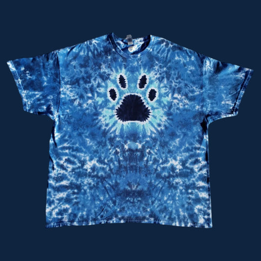 Handmade Blue Tie Dye Paw Print Tee