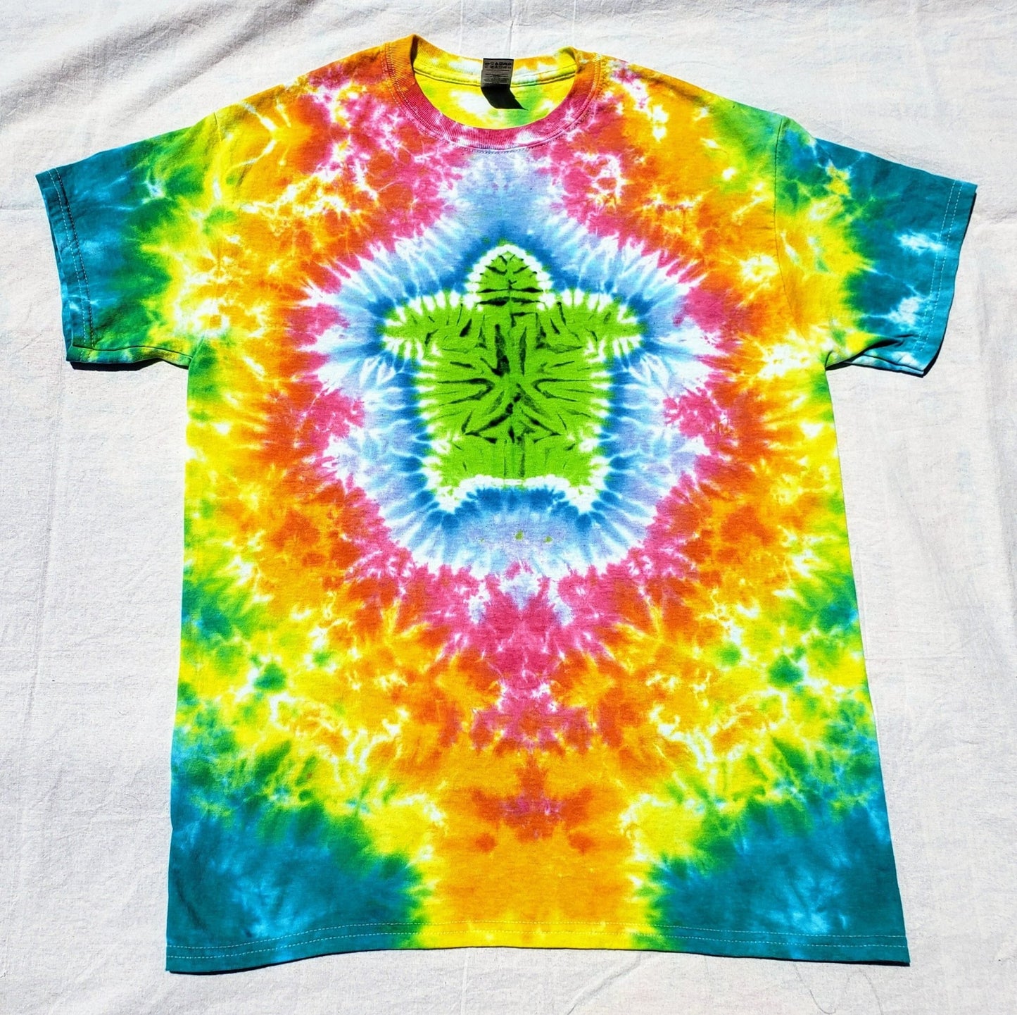 Green Sea Turtle on a Rainbow Sea Tie Dye Shirt