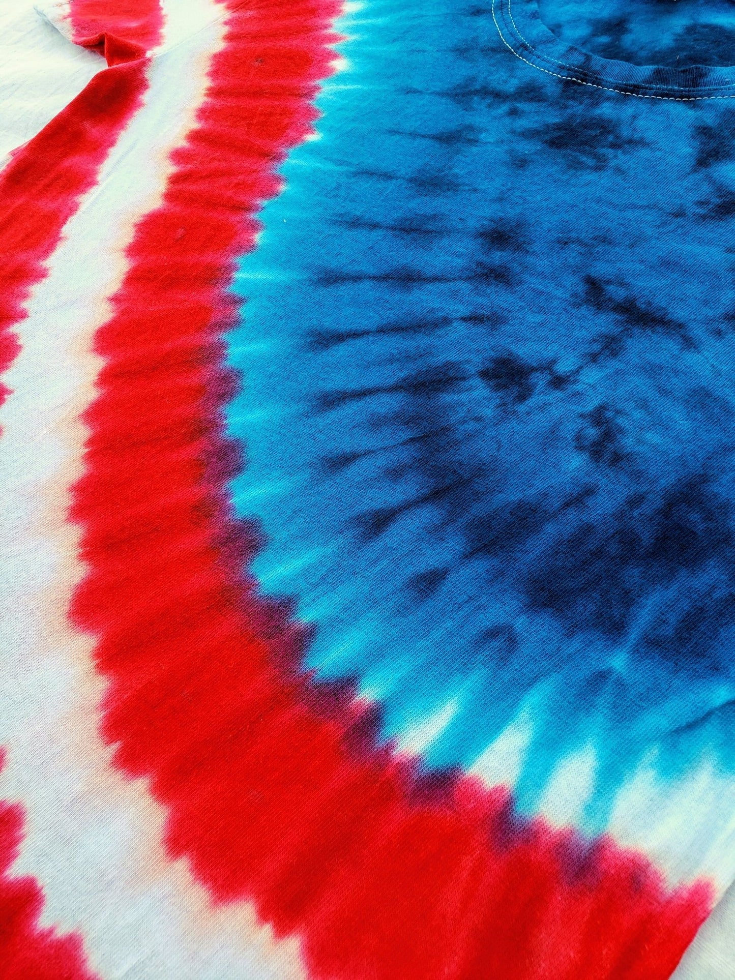 Red, White, and Blue Flag Waving Tie Dye Shirt