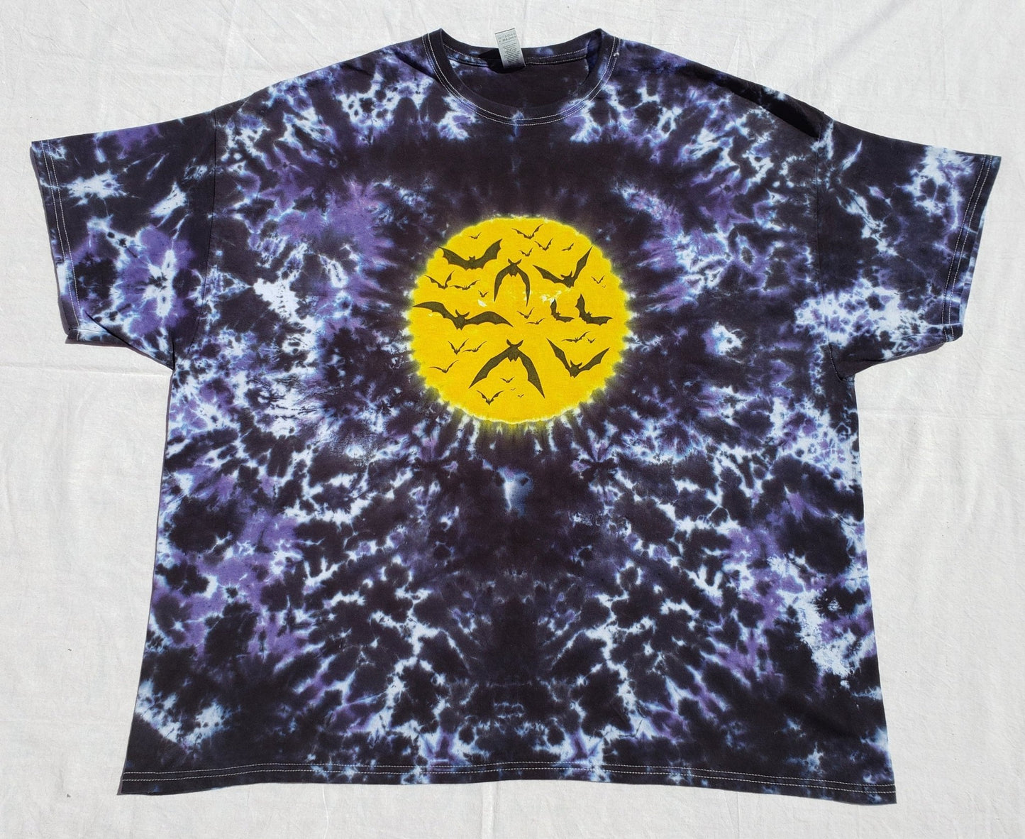 Handmade Spooky Groovy Halloween Moon Bat Tie Dye Shirt