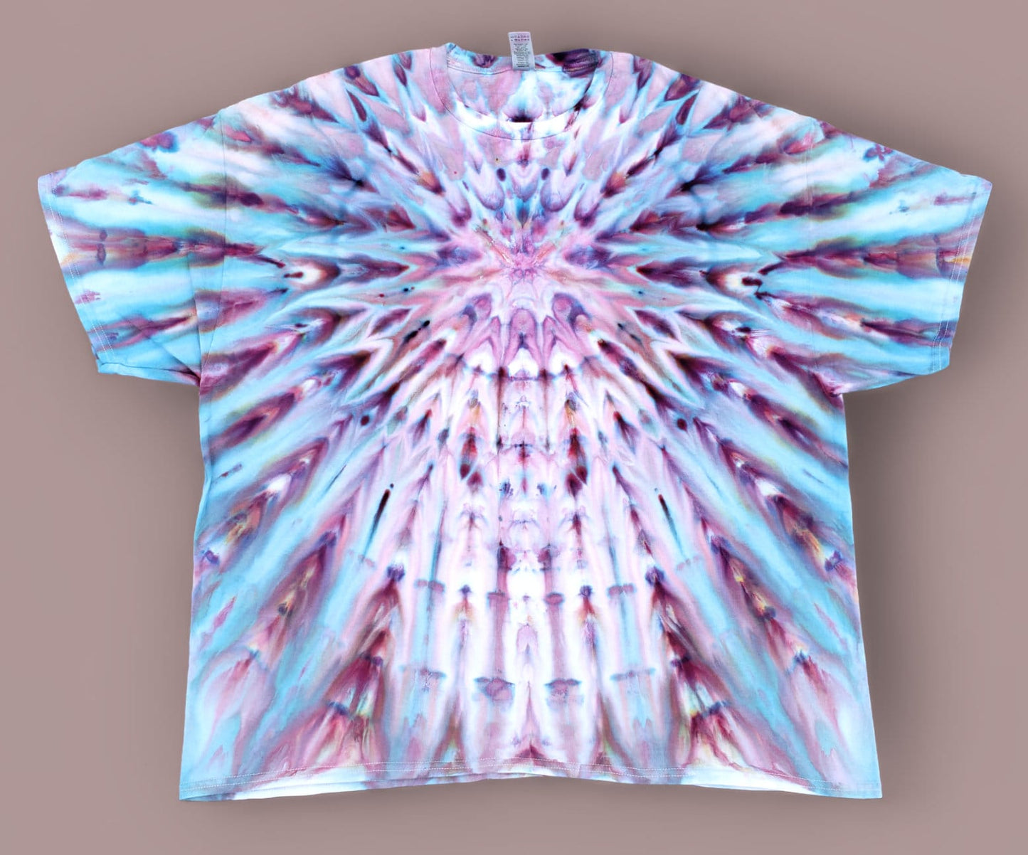 Ice Tie Dye Shirt in Strawberry Skies, Turquoise, Pinks, Purples, ADULT 3X Cool Pastel Colors