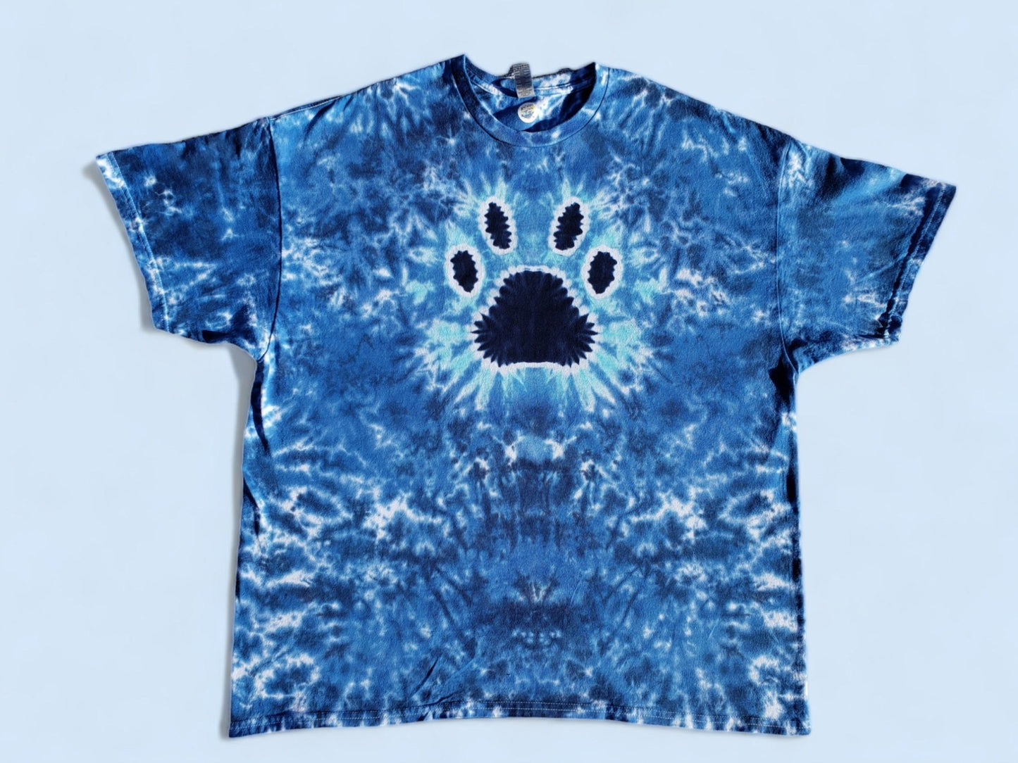 Handmade Blue Tie Dye Paw Print Tee