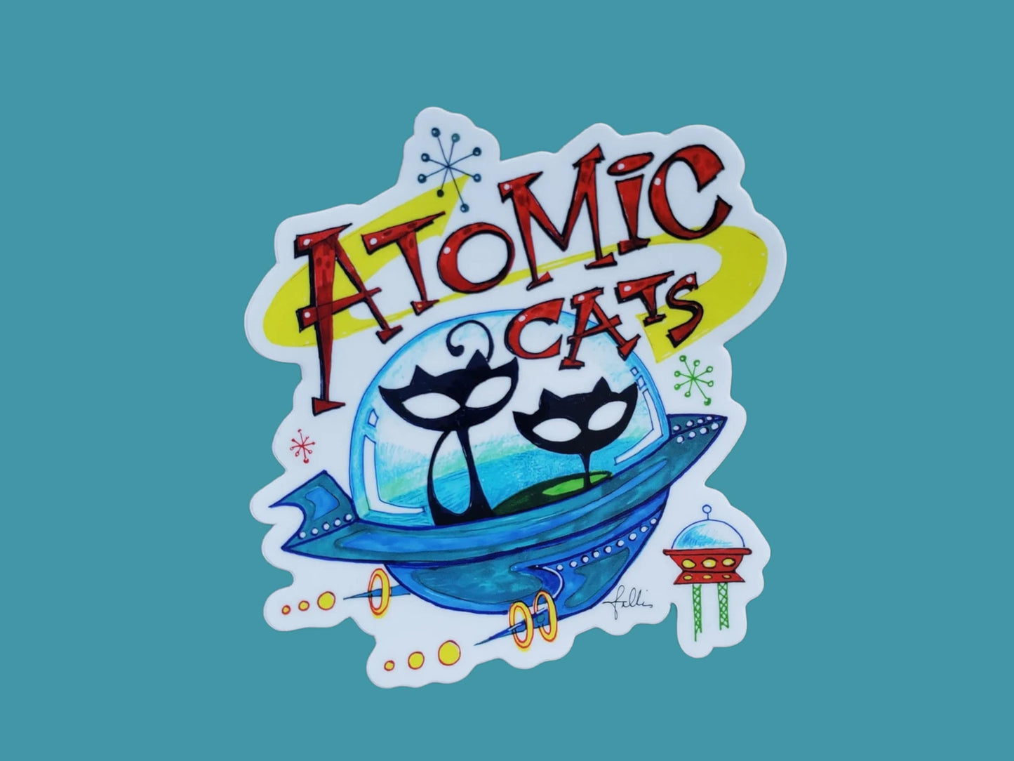 Atomic Cat Logo Sticker!   Sticker Size: 3.73″ × 4″