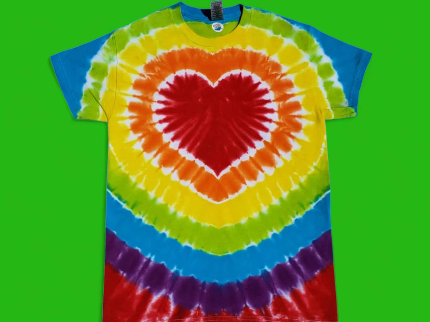 Tie Dye Bright Rainbow Heart Tee Shirt