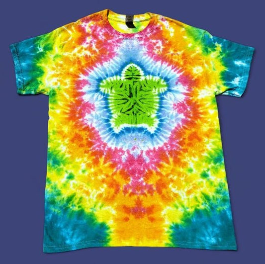 Green Sea Turtle on a Rainbow Sea Tie Dye Shirt