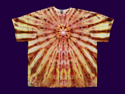 Radiant Sunburst Rust Orange Tie Dye T-Shirt - ADULT 2X