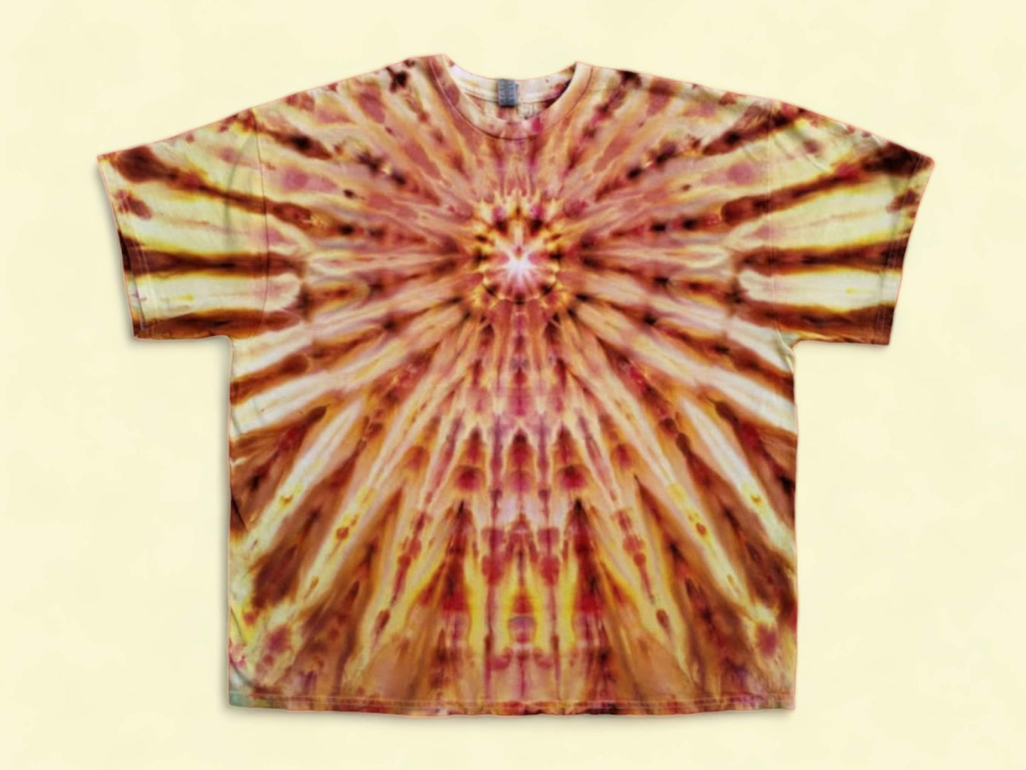 Radiant Sunburst Rust Orange Tie Dye T-Shirt - ADULT 2X