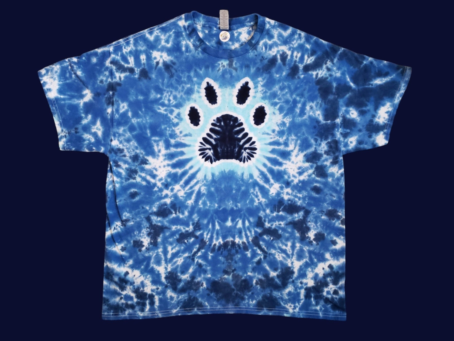 Handmade Blue Tie Dye Paw Print Tee