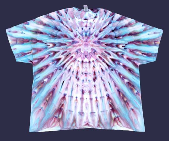 Ice Tie Dye Shirt in Strawberry Skies, Turquoise, Pinks, Purples, ADULT 3X Cool Pastel Colors