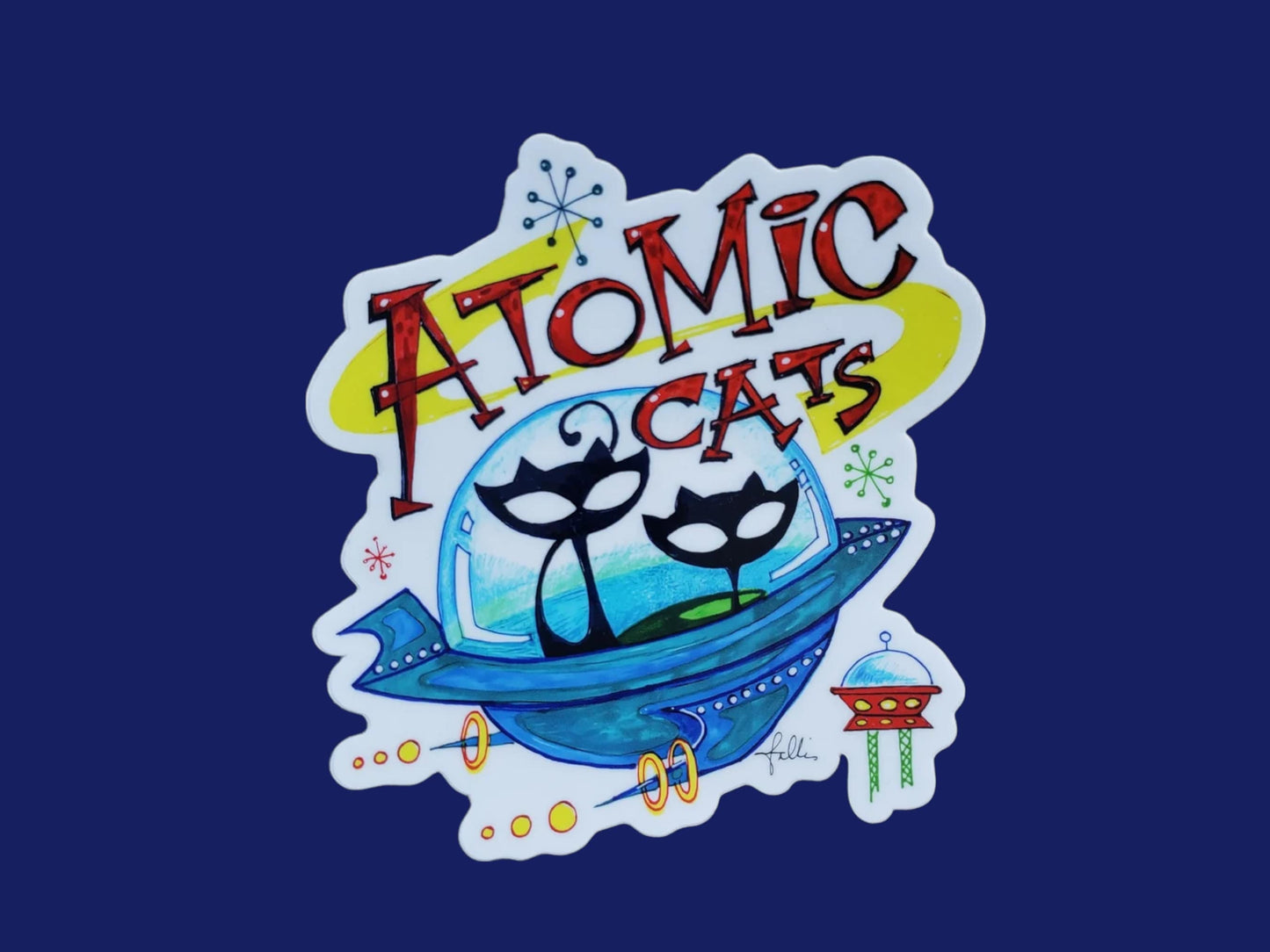 Atomic Cat Logo Sticker!   Sticker Size: 3.73″ × 4″