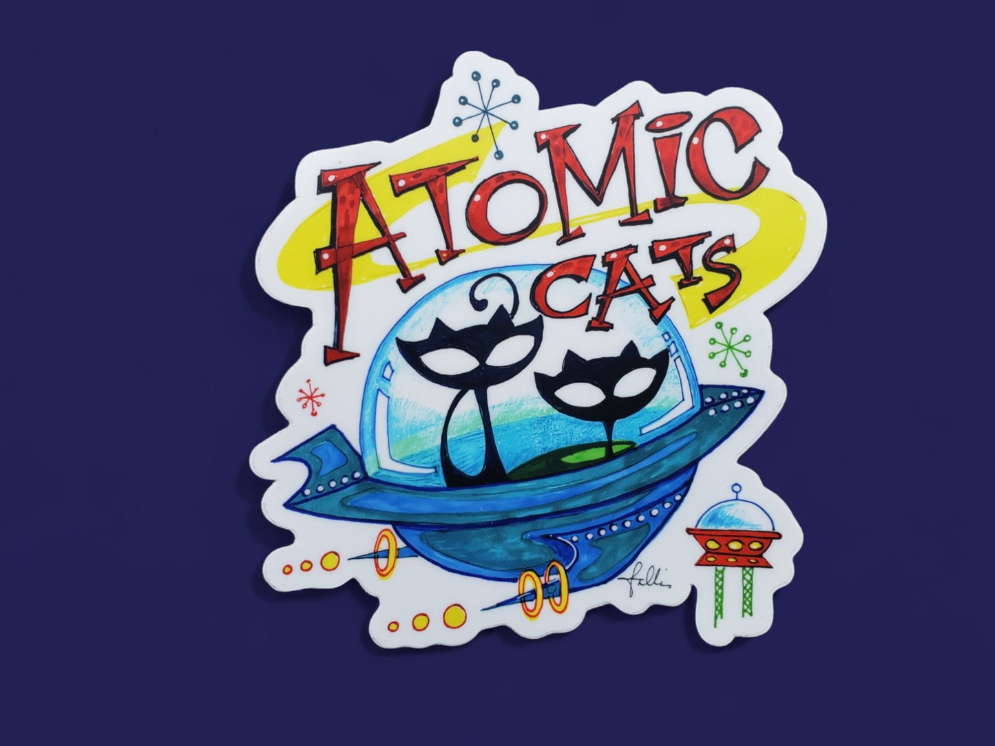 Atomic Cat Logo Sticker!   Sticker Size: 3.73″ × 4″