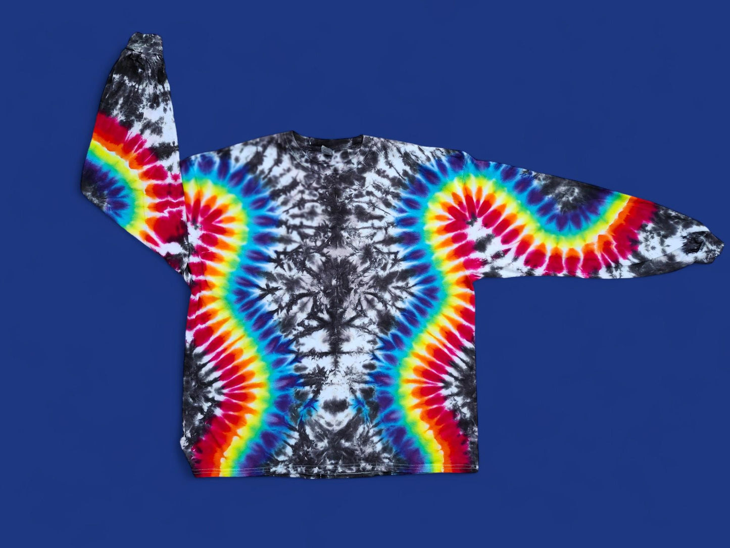 Tie Dye Long Sleeve Shirt ADULT Sizes in The Wavy Wave. Gift idea for her, him, Christmas, Birthdays. Psychedelic and Funky!