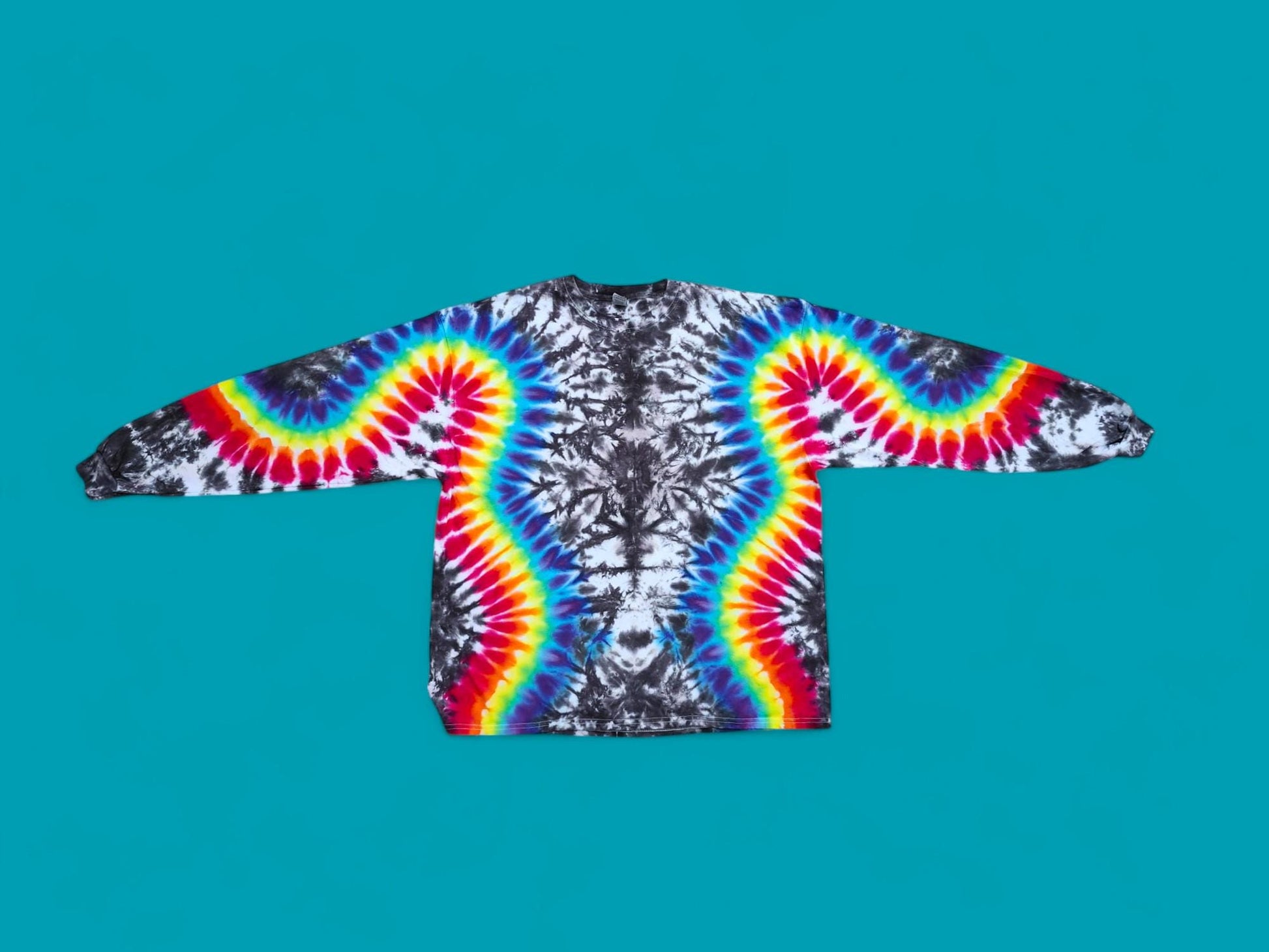 Tie Dye Long Sleeve Shirt ADULT Sizes in The Wavy Wave. Gift idea for her, him, Christmas, Birthdays. Psychedelic and Funky!