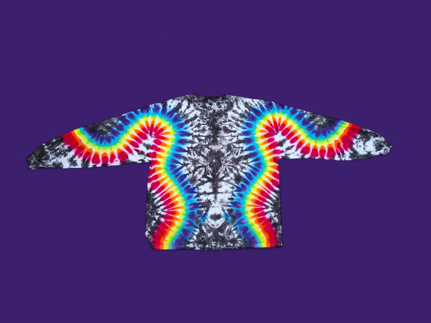 Tie Dye Long Sleeve Shirt ADULT Sizes in The Wavy Wave. Gift idea for her, him, Christmas, Birthdays. Psychedelic and Funky!