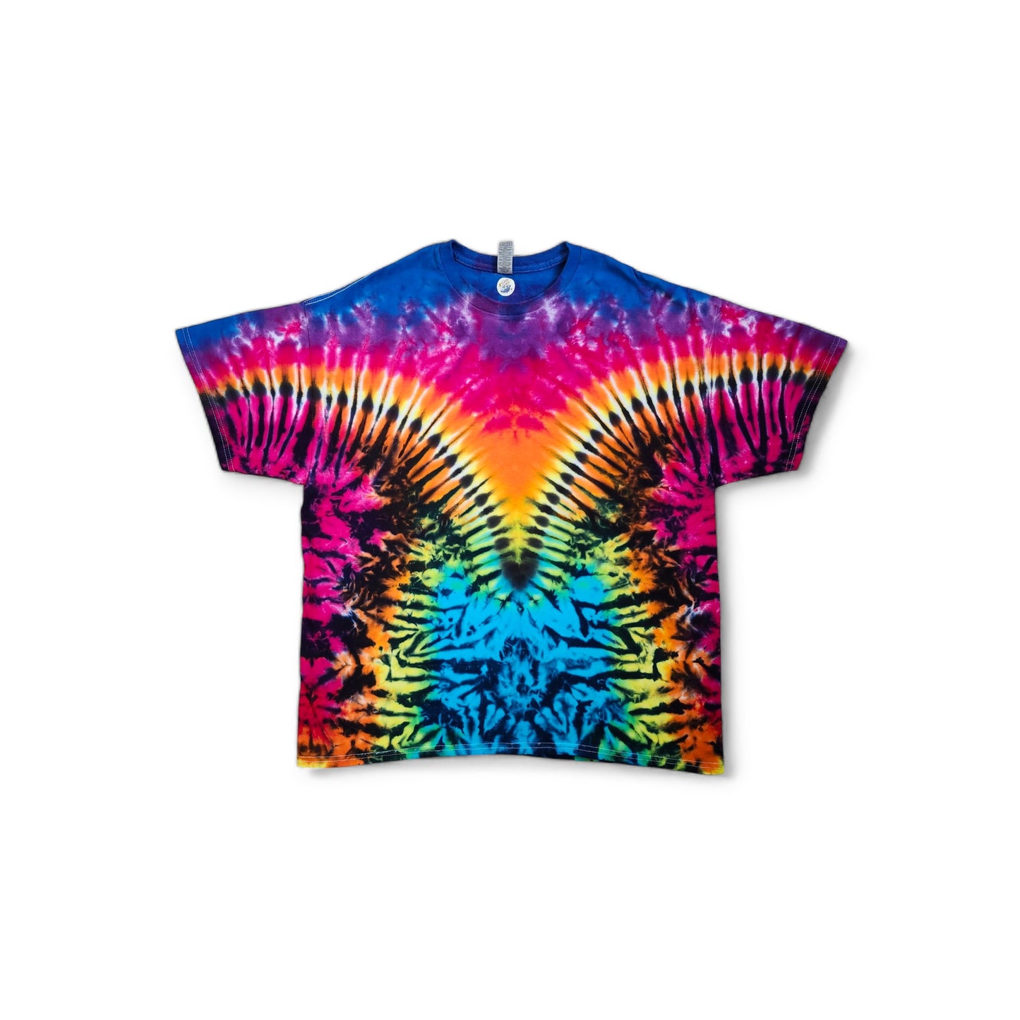 Psychedelic Handmade Tie Dye Shirt in a Mesmerizing Rainbow V Pattern ADULT Sizes